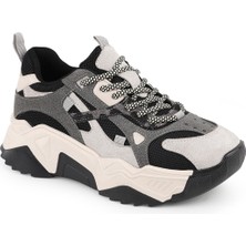 LBR Libero L083.65137 Gri Hakiki Deri Kadın Sneaker Yüksek Tabanlı Rahat Spor Ayakkabı