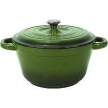 Delixa Döküm Yuvarlak Tencere Döküm Demir Kapak New Heritage Serisi ÇAP(Ø)22CM. Yeşil