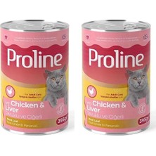 Delixa Proline Tavuklu ve Ciğerli Pate Yetişkin Kedi Konservesi 395 gr 2li Paket