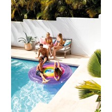 Toha Intex Rainbow Fiesta Gökkuşağı Deniz Yatağı - 360° Tutucu Ipli, 2 Hava Odalı Büyük Boy Ada Şamandıra