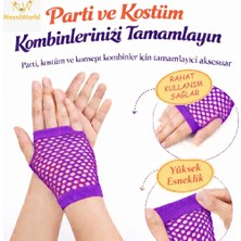 NessiWorld 80’ler 90’lar Retro Mor File Parmaksız Kısa Eldiven 11 cm