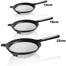 Mutfak Köşesi Tencereye Takılabilen 3 Boy Tel Süzgeç Seti-Un Eleği-Süzgeç-Kevgir 22CM-18CM-14CM