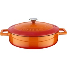 Delixa Metal Döküm Çok Amaçlı Yayvan Tencere, Trendy, 24 Cm, 2.47 L, Turuncu