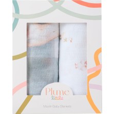 Plume Ceramic Home %100 Pamuk Bebek Müslin Örtü 95X95 - 2li Örtü Seti