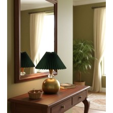 Decodelight Eskitme Boya Kristal Taşlı Küre Metal Ayaklı 22 cm Yeşil Pileli Şapkalı Modern Abajur Masa Lamba