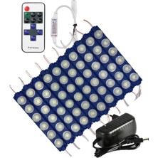 Powerr Led Aydınlatma 20 Adet 12 Volt 6 Watt 6 Lensli Turkuaz 3030 Smd LED Modül 12A Tek Renk Rf Dimmer 3A Priz Tipi Adaptör Set