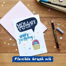 Skygo 1340 Metalik Fırça Uçlu Keçeli Kalem, 6 Parlak Renkli Set, Esnek Fırça Ucu