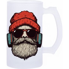 Sartre Art Sakallı Adam Esprili Motto Baskılı Bira Bardağı 500 ml - Büyük Boy Kulplu Cam Kupa