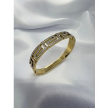 BG Jewellery Vıp Gold Taşlı Çelik Kelepçe