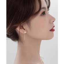 ShellWetr Kadın Küpe Eda Minimal Tasarım Yonca Kadın Gümüş Küpe Minimal Tasarım Sevenlere En Özel Hediye