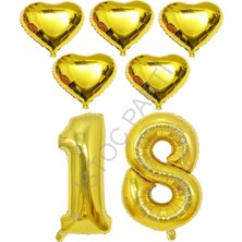 İstoç Parti Istoç Parti Gold Renk 18 Yaş Doğum Günü Folyo Balon Kutlama Seti