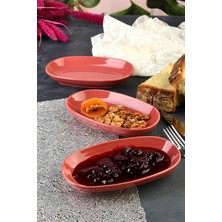 Delixa 6 Adet Porselen Yeni Trend Özgün Tasarım Özgün Fırın Boyama Çerez Sunum ve Kahvaltı Seti (Bordo)