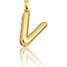 Hakan Mücevherat V Harfi Balon Model 14 Ayar Kolye Ucu