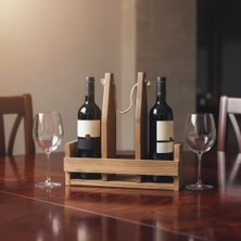 Ahsap Craft Rustik Tasarım Masif Ahşap Şişelik ve Kadehlik