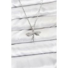 Pazarcan 316L Çelik Zincir Gümüş Renk Yusufçuk Model Zirkon Taşlı Kadın Kolye - TJ-BKO10886