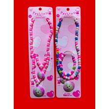 2'li Elsa Anna Kolye ve Bileklik Set, Frozen Çocuk Kolyesi ve Bilekliği(4 Parça)