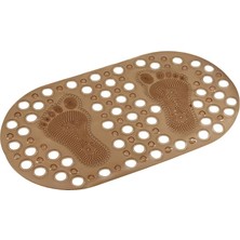 Delixa Efe Mark Premium Serisi Banyo - Küvet Içi Kaydırmaz Vantuzlu Ayak Desenli Paspas 66,5 x 36,5 Cm, Kah