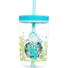 Delixa Yüzen Köpek Balığı Pipetli Bardak 470 Ml, Mavi