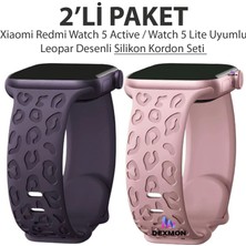 Dexmon Xiaomi Redmi Watch 5 Active / Watch 5 Lite Uyumlu Leopard Desenli 2'li Paket Silikon Kordon Seti