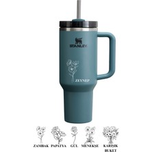 Kişiye Özel Stanley Quencher Pipetli Termos 1,18 Özel Isimli Petrol Mavisi