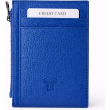 Kod Deri Unisex Hakiki Deri Lacivert Fermuarlı Kartlık