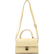 SHAKA Kırışık Dokulu Sarı SHK308 Suni Deri Çıtçıtlı Ayarlanabilir Askılı Kadın El, Kol ve Omuz Çantası