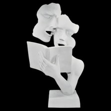 Ob 2612 - Kitap Okuyan Çift Maske Ham Polyester Dekoratif Obje