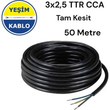 Yeşim Kablo 3x2.5 Ttr Cca Tam Kesit Siyah Renk Kablo 50 Metre