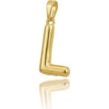 Hakan Mücevherat L Harfi Balon Model 14 Ayar Kolye Ucu
