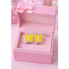 miraç gümüş takı atölyem 925 Ayar Gümüş Mineli Kelebek Detaylı Çocuk Küpesi