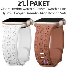 Dexmon Xiaomi Redmi Watch 3 Actvie / Watch 3 Lite Uyumlu Leopar Desen Silikon Kordon Seti