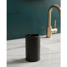 Eforeca Vintage Ikili Sabunluk- Diş Fırçalık Banyo Seti Siyah