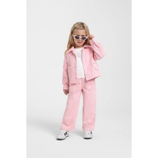 Escabel Kız Bebek Kalp Işlemeli Dokuma Pantolon 1-5 Yaş Pembe
