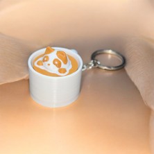 Clicker Özellikli Kahve Fincanı Anahtarlık - Bas Çek Mekanizmalı Stres Atıcı Latte Kupa