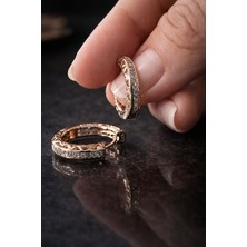 Solène Rose Gold Zirkon Taşlı Halka Küpe