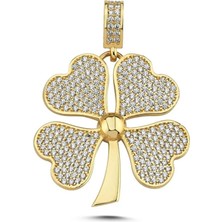 Hakan Mücevherat Taşlı Yonca Kolye Ucu 14 Ayar Altın