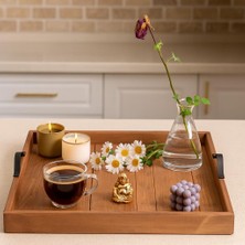 Delixa Ahşap Servis ve Sunum Tepsisi Ceviz Renk - 60X60 cm