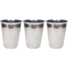 Akıllı Durak 3 Adet Paslanmaz Çelik Krom Bardak 9 x 7,5 x 5,5cm (491)