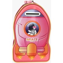 Ksmart Dekoratif Uzay Aracı Kilitli Kumbara (Pembe)