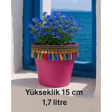 Emt Pazarlama Nf Dekoratif Saksı Pembe 1,7 Litre Püsküllü