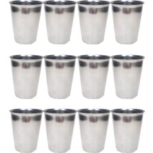 Akıllı Durak 12 Adet Paslanmaz Çelik Krom Bardak 9 x 7,5 x 5,5cm (491)