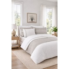 Özdilek Runnerlı Çift Kişilik Nakışlı Velvet Pikeli Gelin Seti - Gri