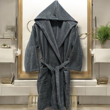 MySoft Home Kadife Kapüşonlu Bornoz %100 Pamuk