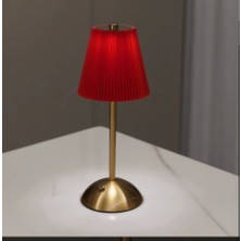 Morponi Luna Plise Gold Abajur  Şarj Edilebilir Kırmızı