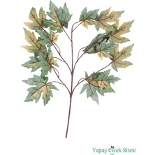 Yapay Çiçek Sitesi Yapay Akça Ağacı Dalı 15 Yapraklı 65 cm 12 Adet Yeşil-Sarı