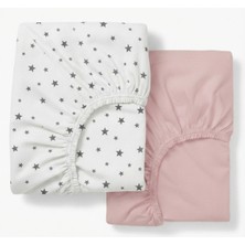 NGN Collection %100 Pamuk Poplin 2'li Bebek Lastikli Çarşaf Seti 60X120 cm – Ikili Kız Pamuk Bebek Çocuk Çarşaf