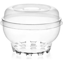 Yorulmaz Ambalaj 12 Adet Kristal Karaman Pet Bombe Kapaklı Kase | Şeffaf Plastik Tatlı, Meze ve Sunum Kasesi ( CP16 )