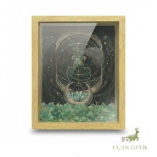 Uçan Geyik Ahşap Kenarlı İkizler Burcu Tasarımlı Derin Çerçeve 18X22CM - Duvar Dekorasyonu