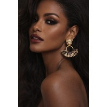 Kmod Life Leopar Desenli-Leopar Figürlü Sallantılı Çelik Küpe