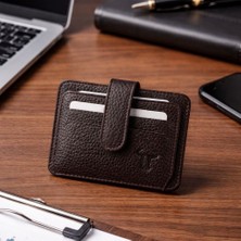 Kod Deri Erkek Hakiki Deri Koyu Kahve Çıtçıtlı Kartlık